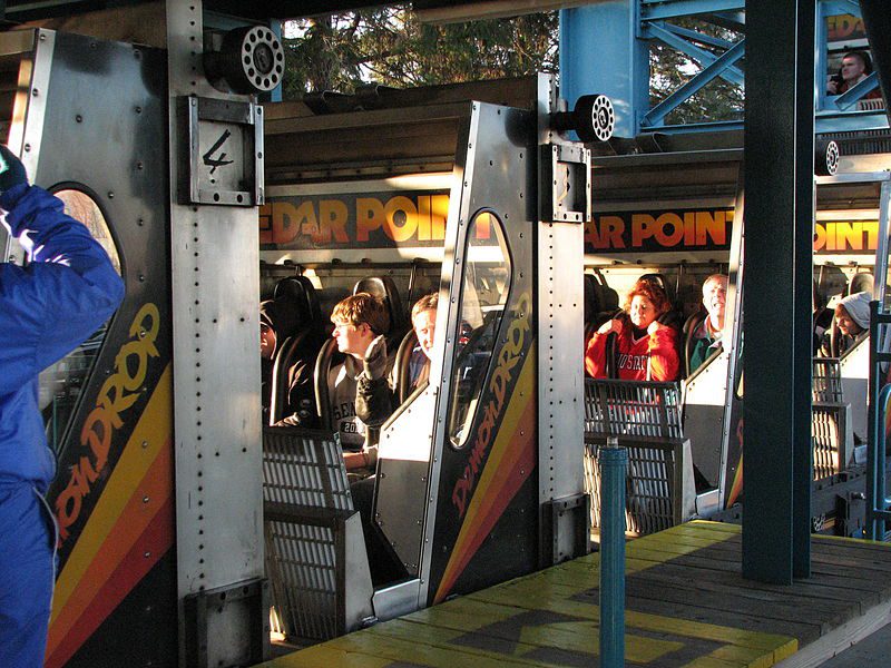 Cedar Point Demon Drop cars in station 4070477873 1